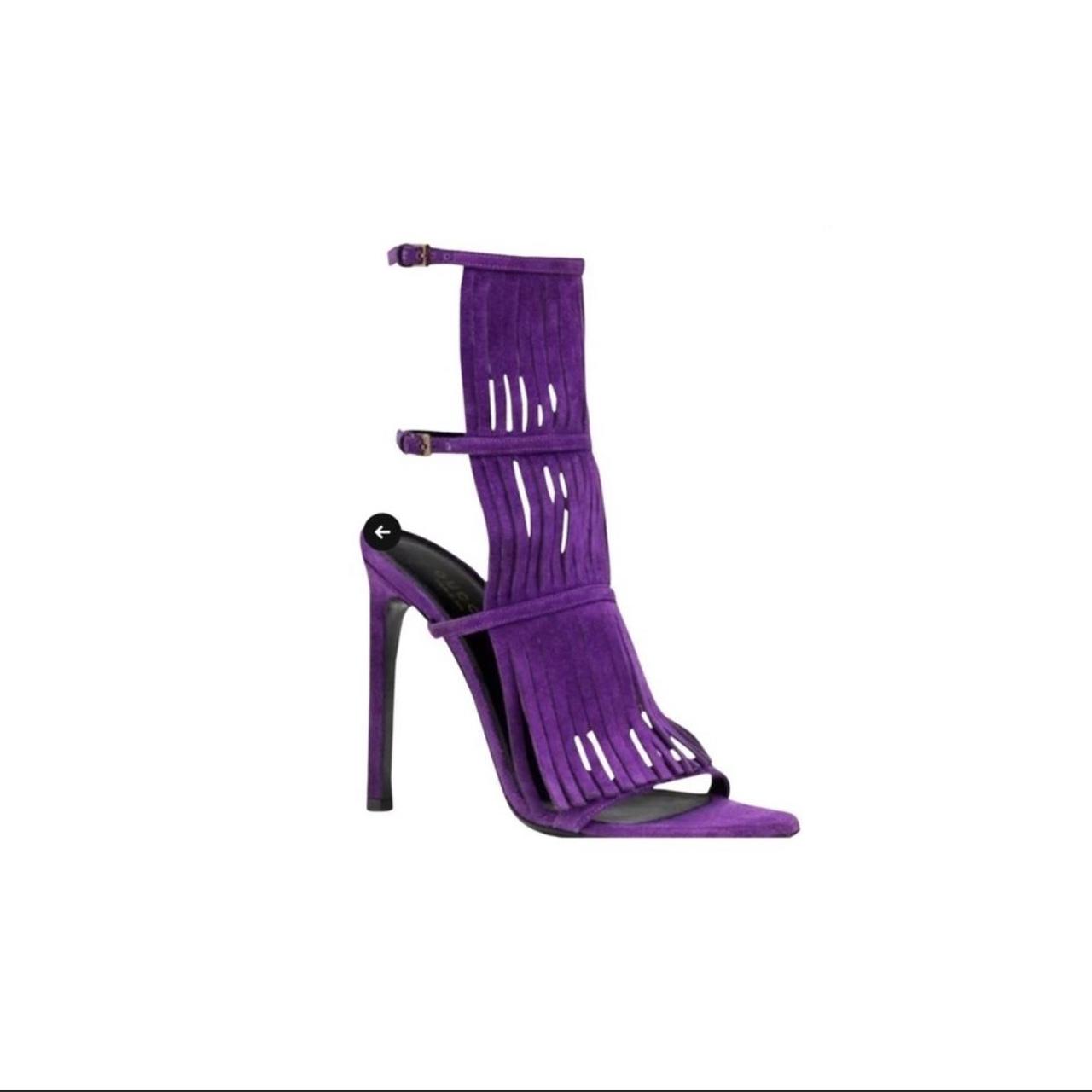 Purple fashion fringe heels