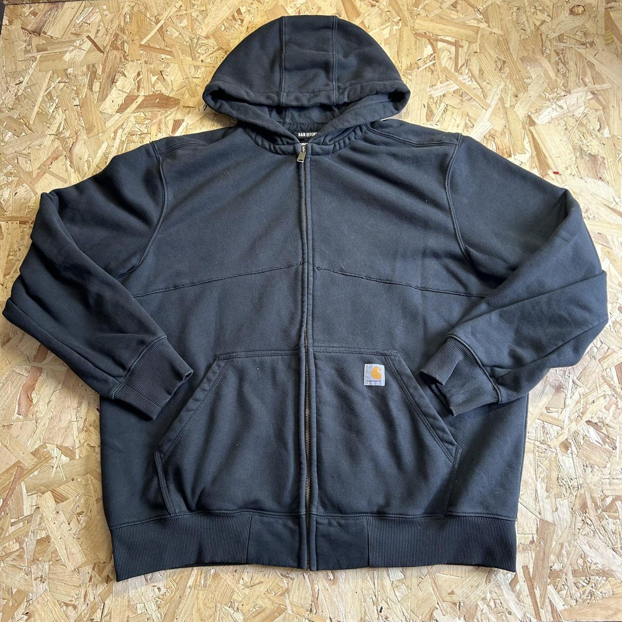 Faded Black Heavyweight Carhartt Rain Defender Zip... - Depop