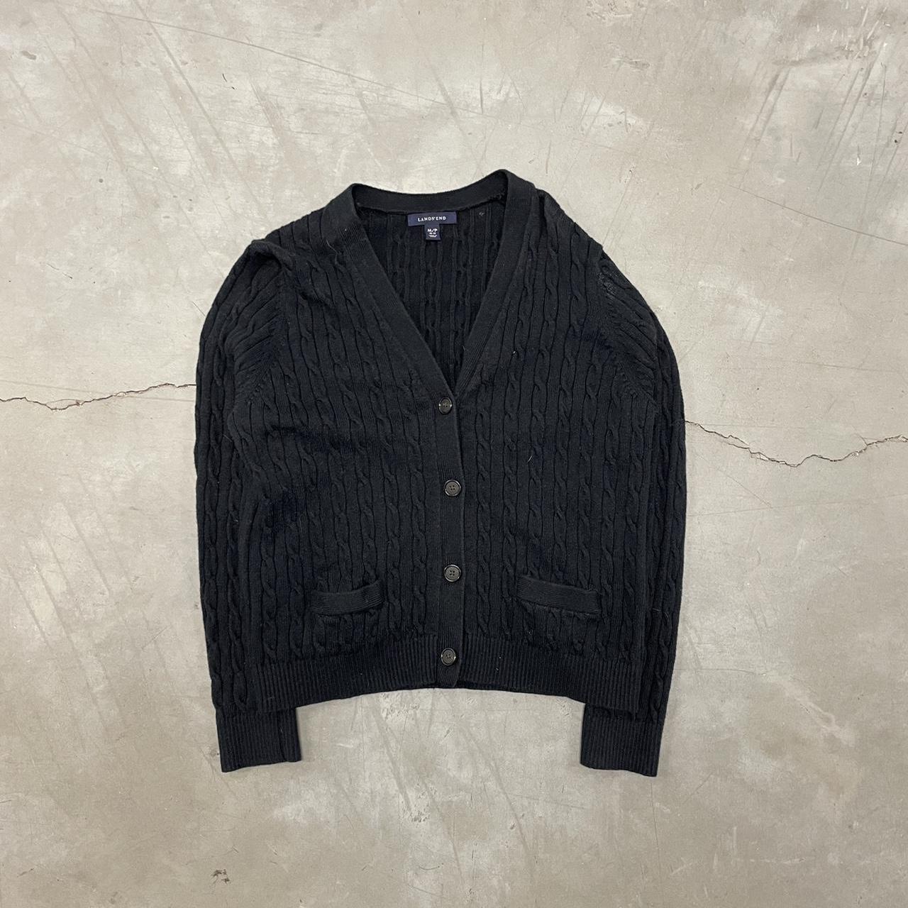 VINTAGE BLACK CARDIGAN KNITTED ZIP UP SWEATER... - Depop