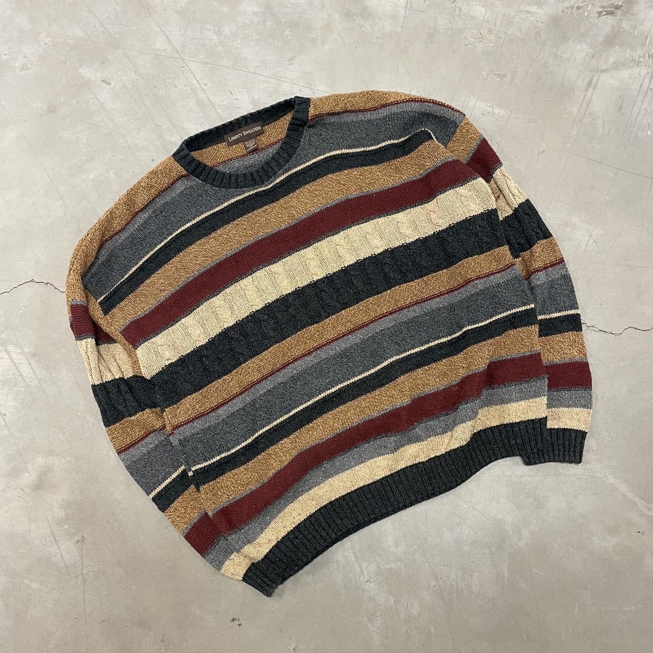 VINTAGE OVERSIZED STRIPED PATTERNED SWEATER 🚨FLASH... - Depop