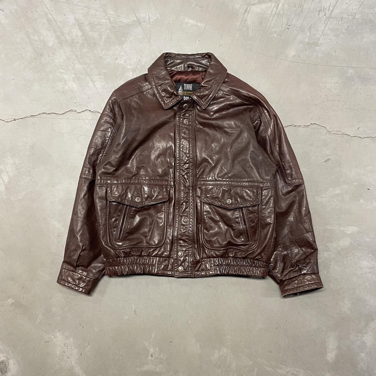 VINTAGE BROWN LEATHER WESTERN BOMBER... - Depop