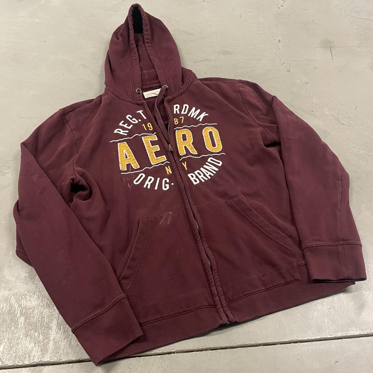 Aeropostale Men's Hoodie Burgundy/Red XL – y2k zip up