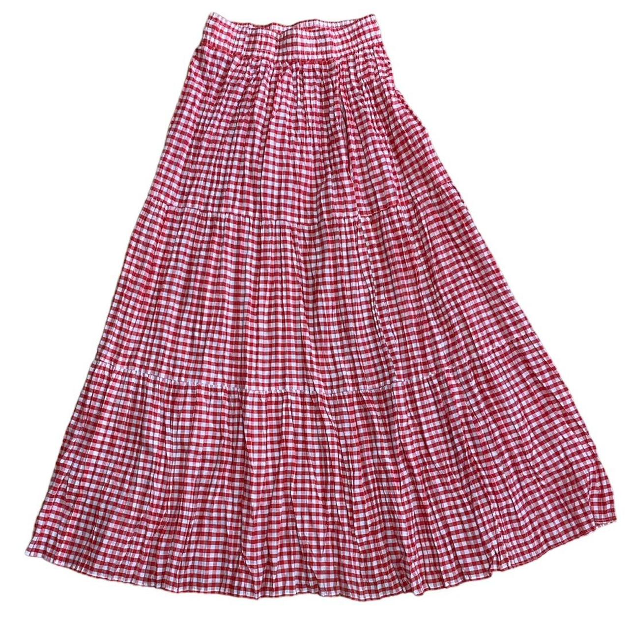 Amazing red gingham maxi picnic skirt!! Can fit up - Depop