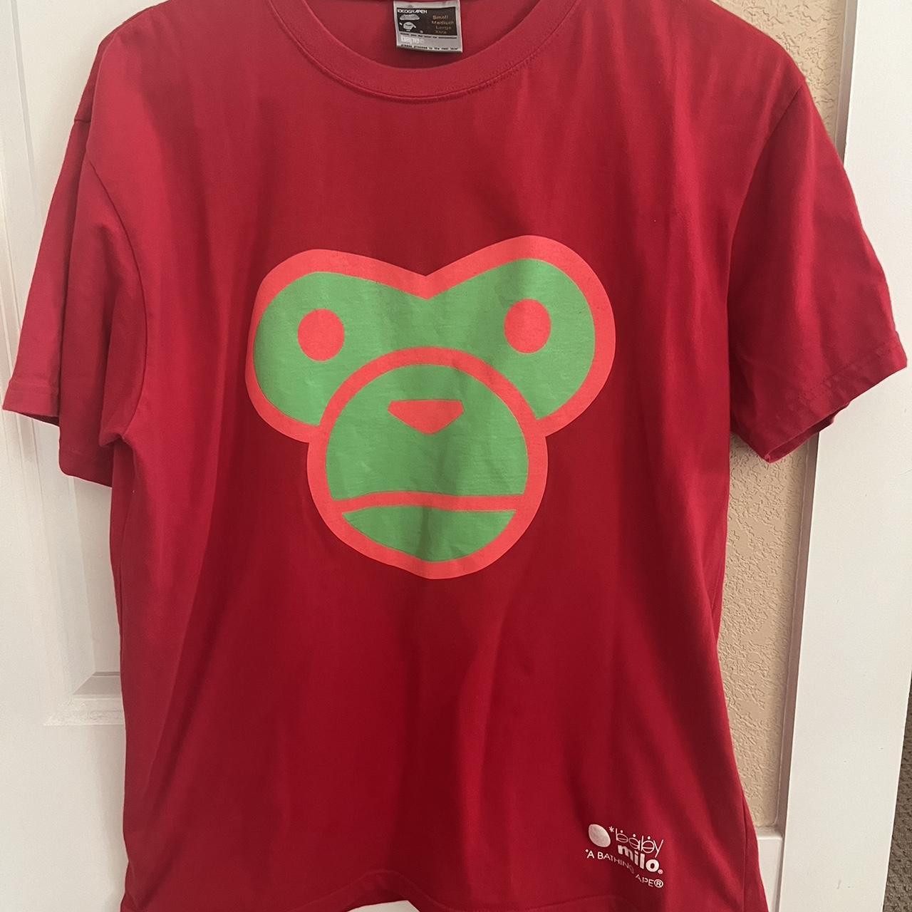 RARE A Bape Baby Milo tee Red and green Authentic... - Depop