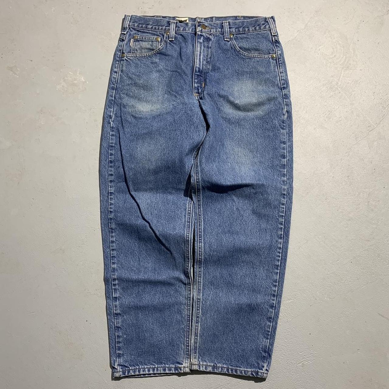 2000s Carhartt Faded Blue Baggy Jeans Waist:... - Depop