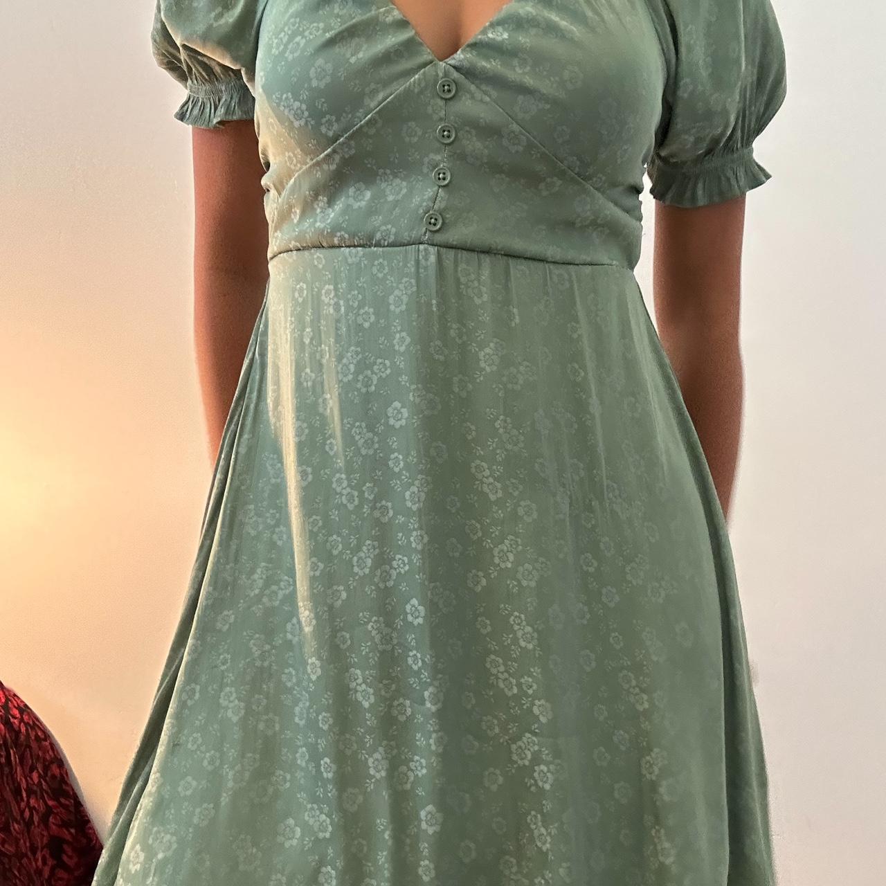 Sage green mini dress super cute for wedding or any... | Depop