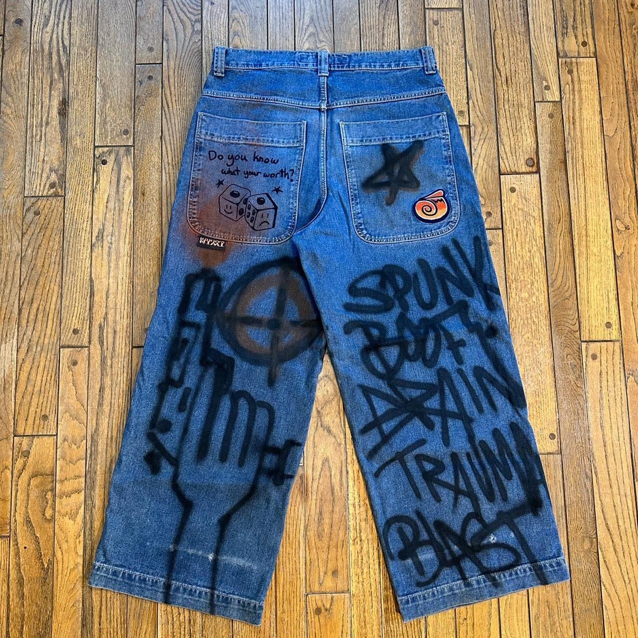 Super sick and unique graffiti 90’s JNCO jeans! A... - Depop