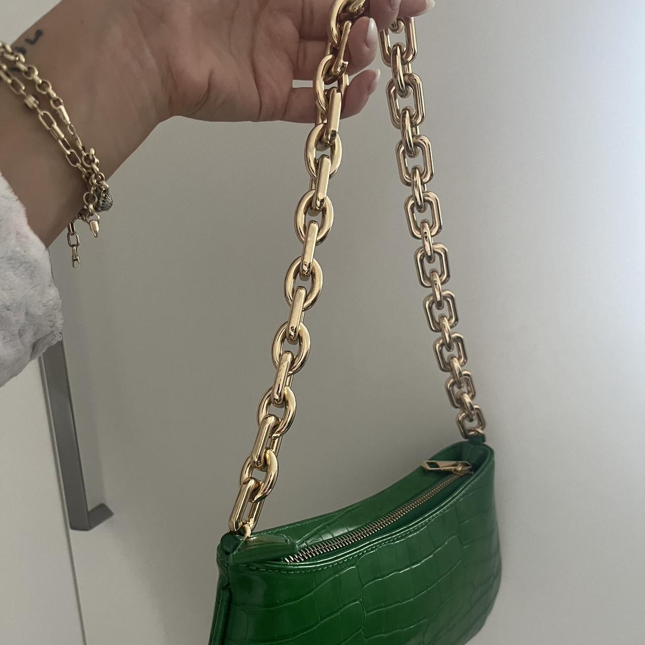 Zara green bag with gold chain handle Never used Depop