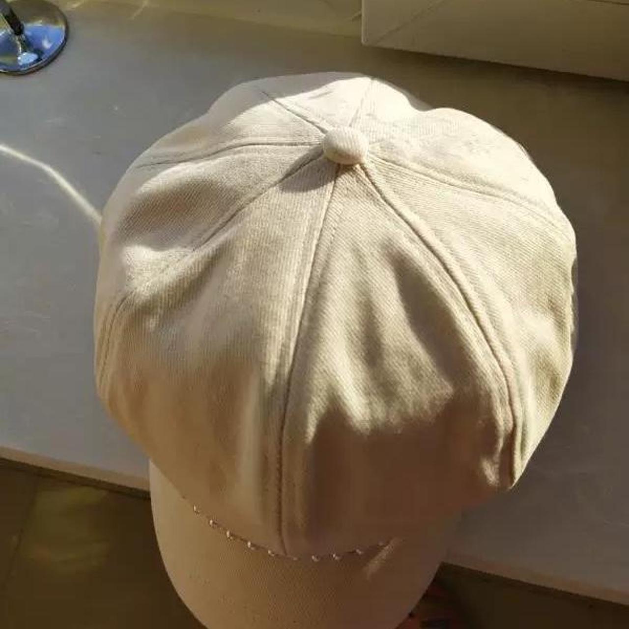 white pearl beret hat for women Adjustable hat Used... - Depop