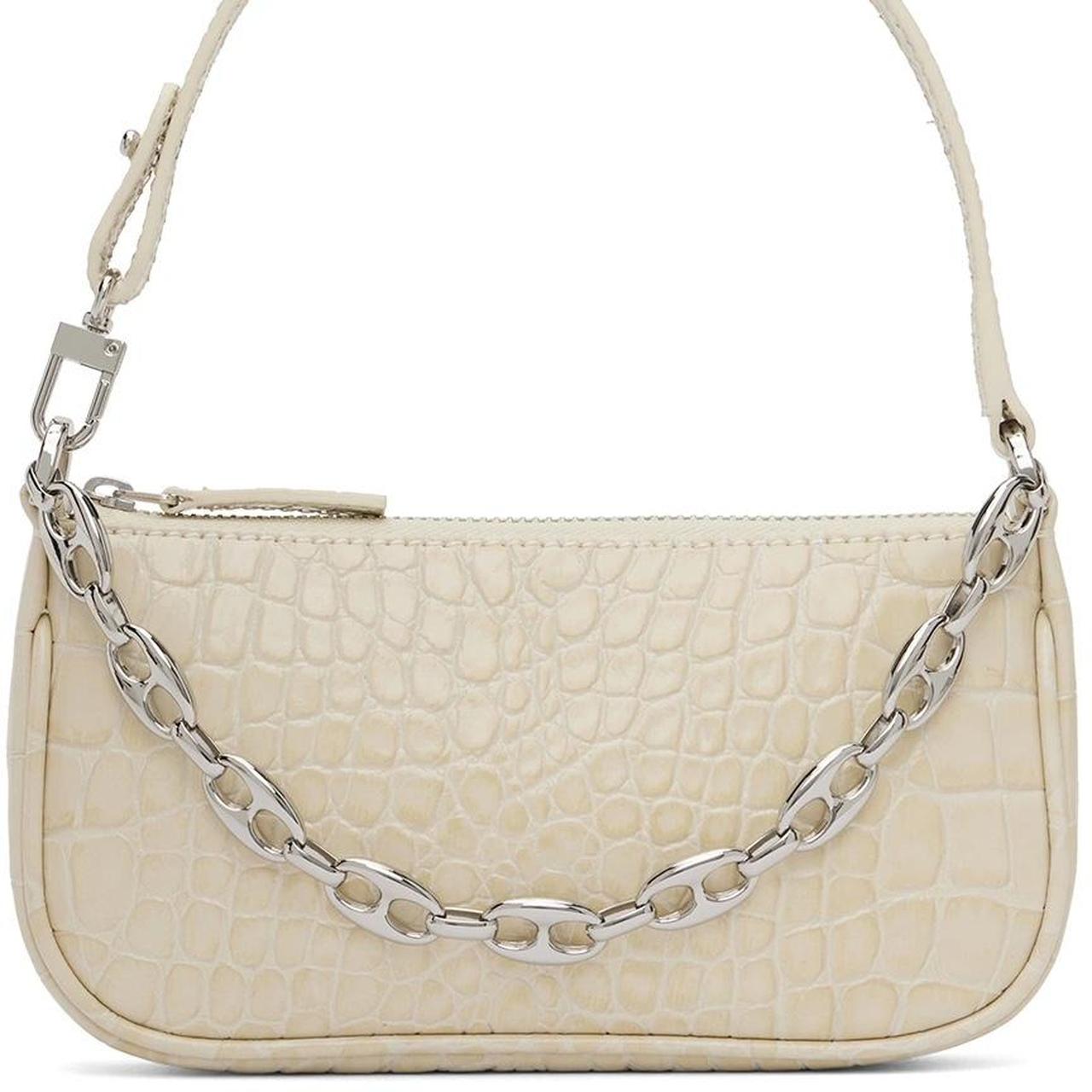 By far Off White Mini Croc Rachel Shoulder Bag