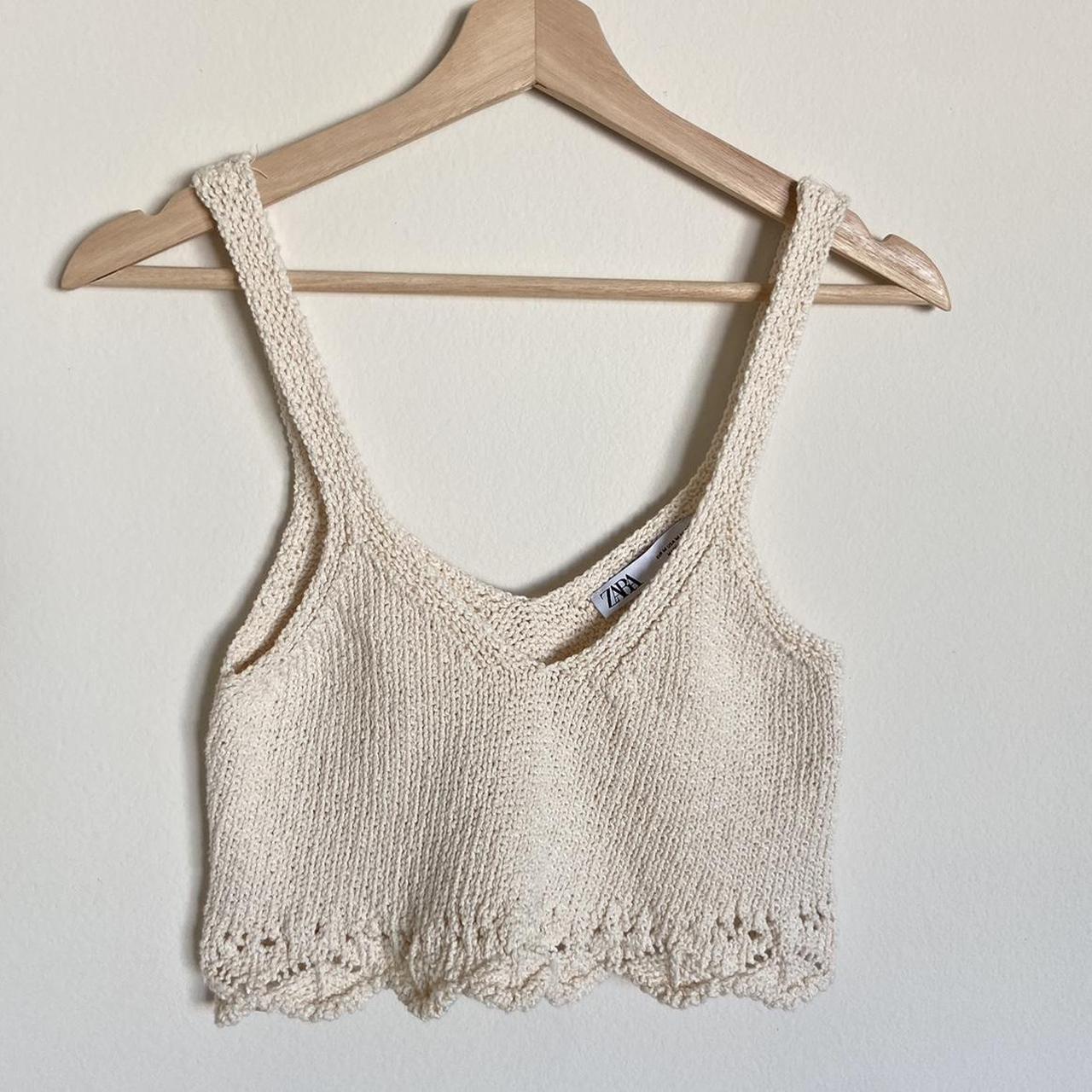 Zara crochet crème crop top Never worn #crochet... - Depop