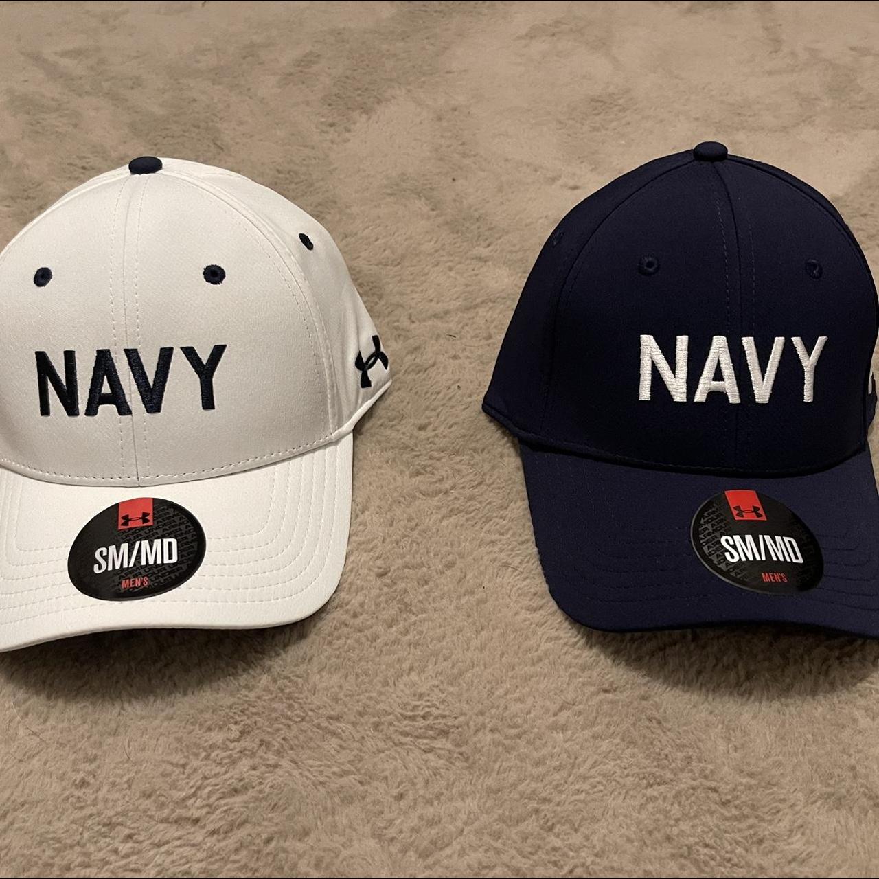 2 Navy Under Armor fitted hats Brand new-never worn - Depop
