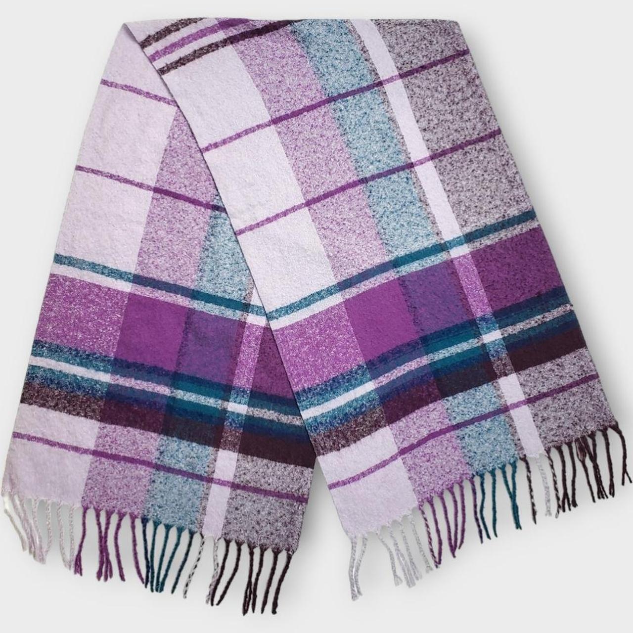 Juicy Couture Fuzzy Plaid Blanket Scarf 38" x... Depop