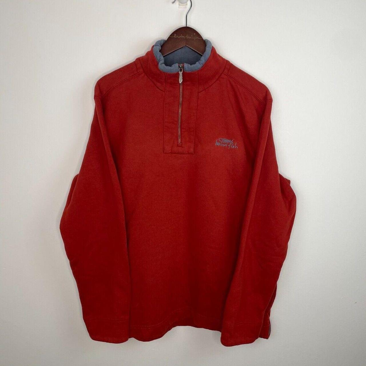 WEIRD FISH Red Jumper Size M Mens 1/4 Zip Pullover... Depop