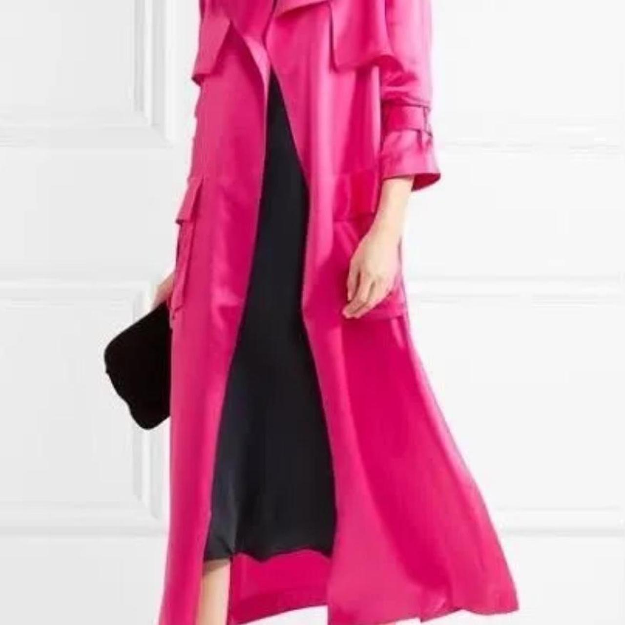 Pink silk trench coat best sale