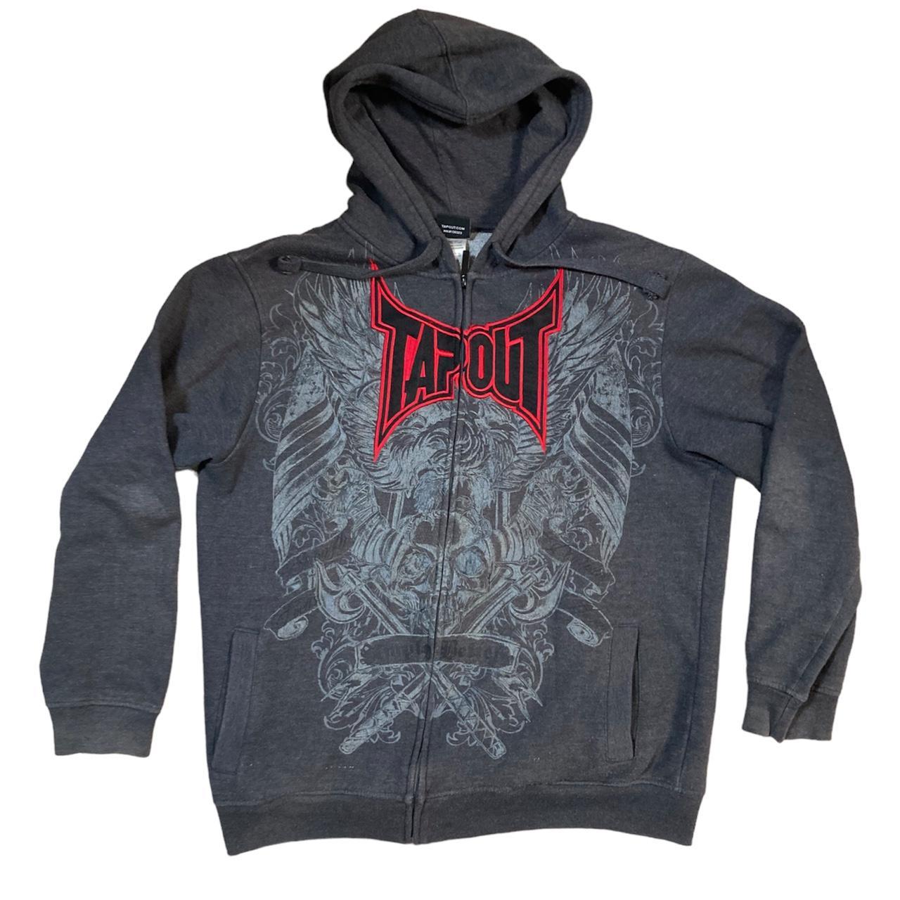 Affliction Men's Grey and Red Hoodie | Depop