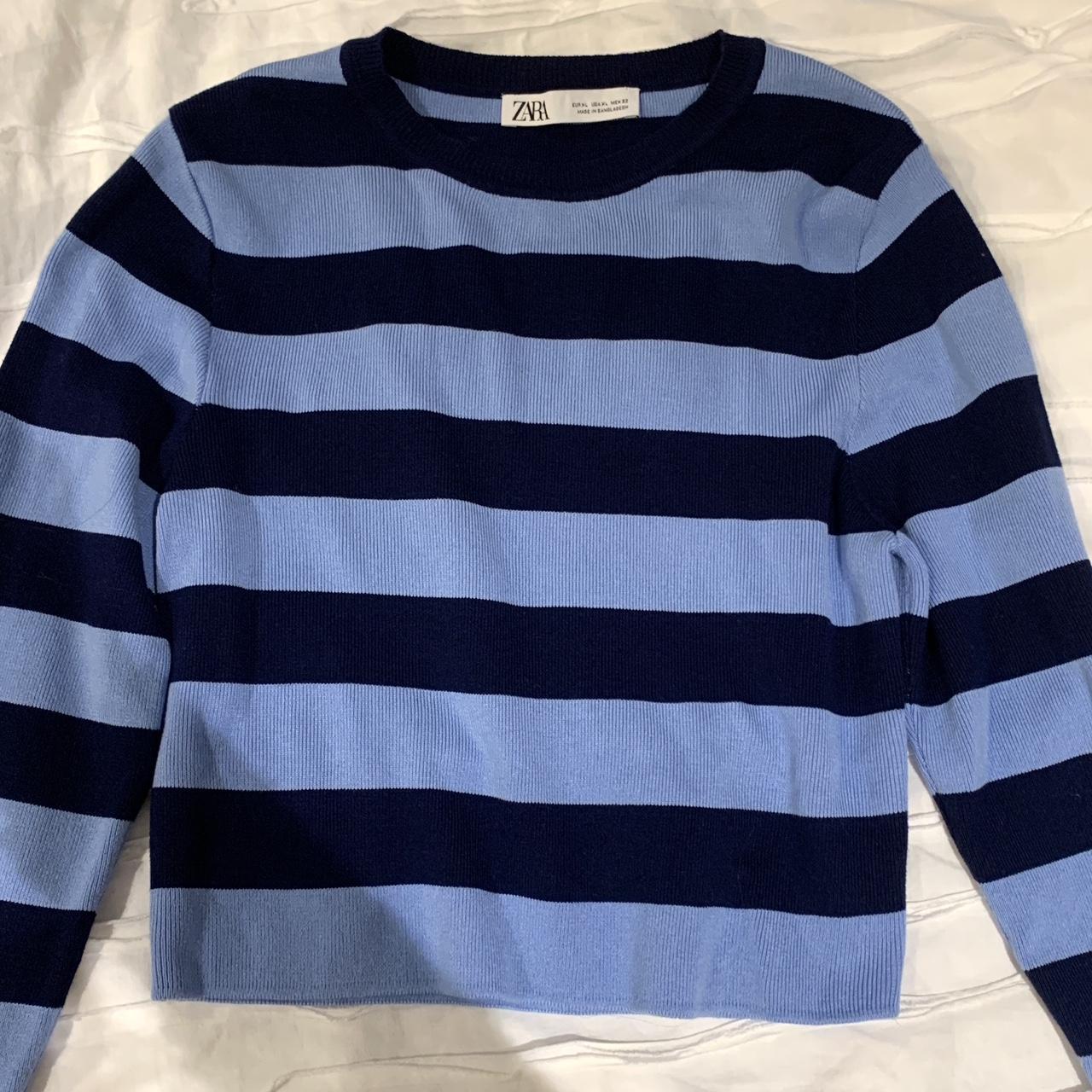 zara striped sweater, similar to brandy... - Depop