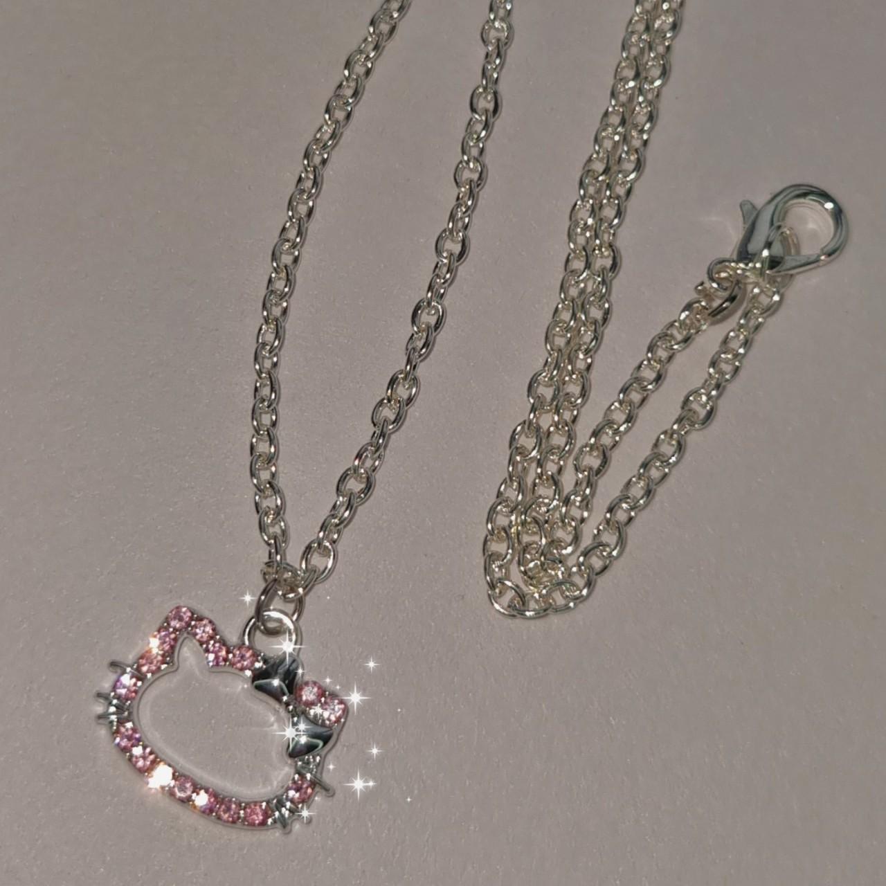 PINK CRYSTAL HELLO KITTY NECKLACE is now here for... - Depop