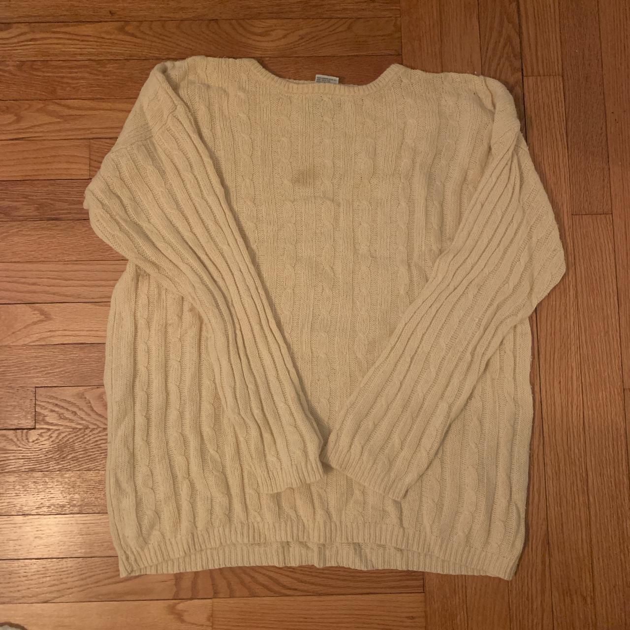 Oversized cream cable knit sweater- small stain on... - Depop