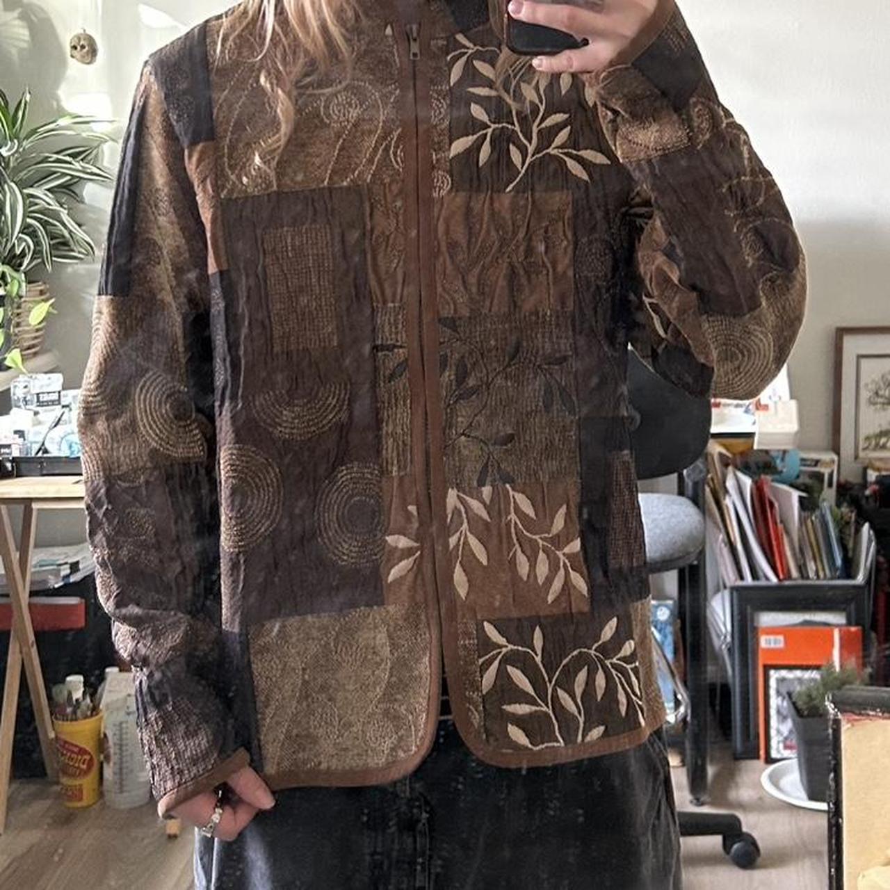 Women's Jacket - Brown/Multi - S – Brown patchwor… - image 2