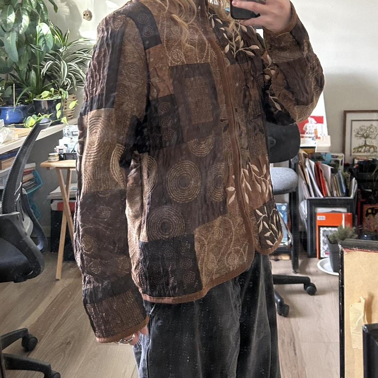 Women's Jacket - Brown/Multi - S – Brown patchwor… - image 3