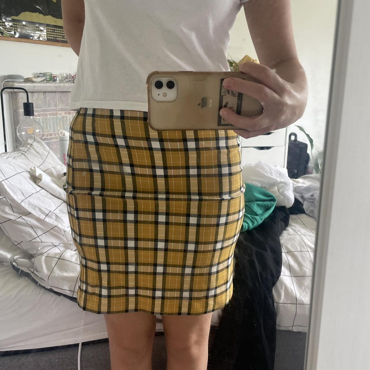 New look yellow plaid skirt best sale