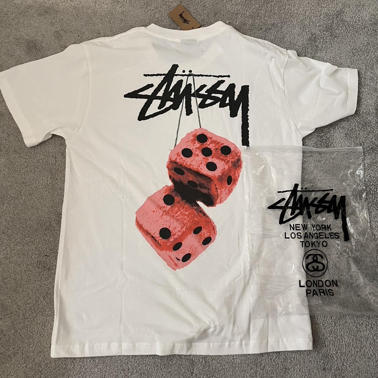 Stussy Pink dice T-Shirt Size Small Brand new with... - Depop