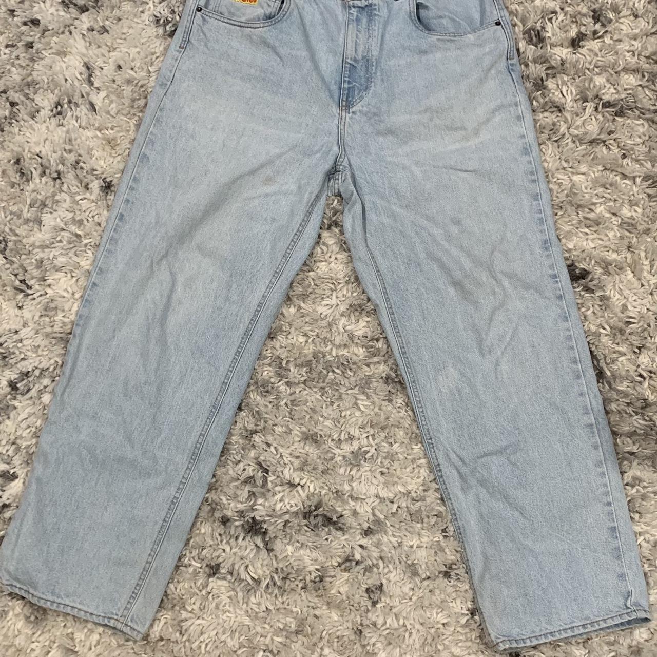 Zumiez Men's Blue and Yellow Jeans Depop