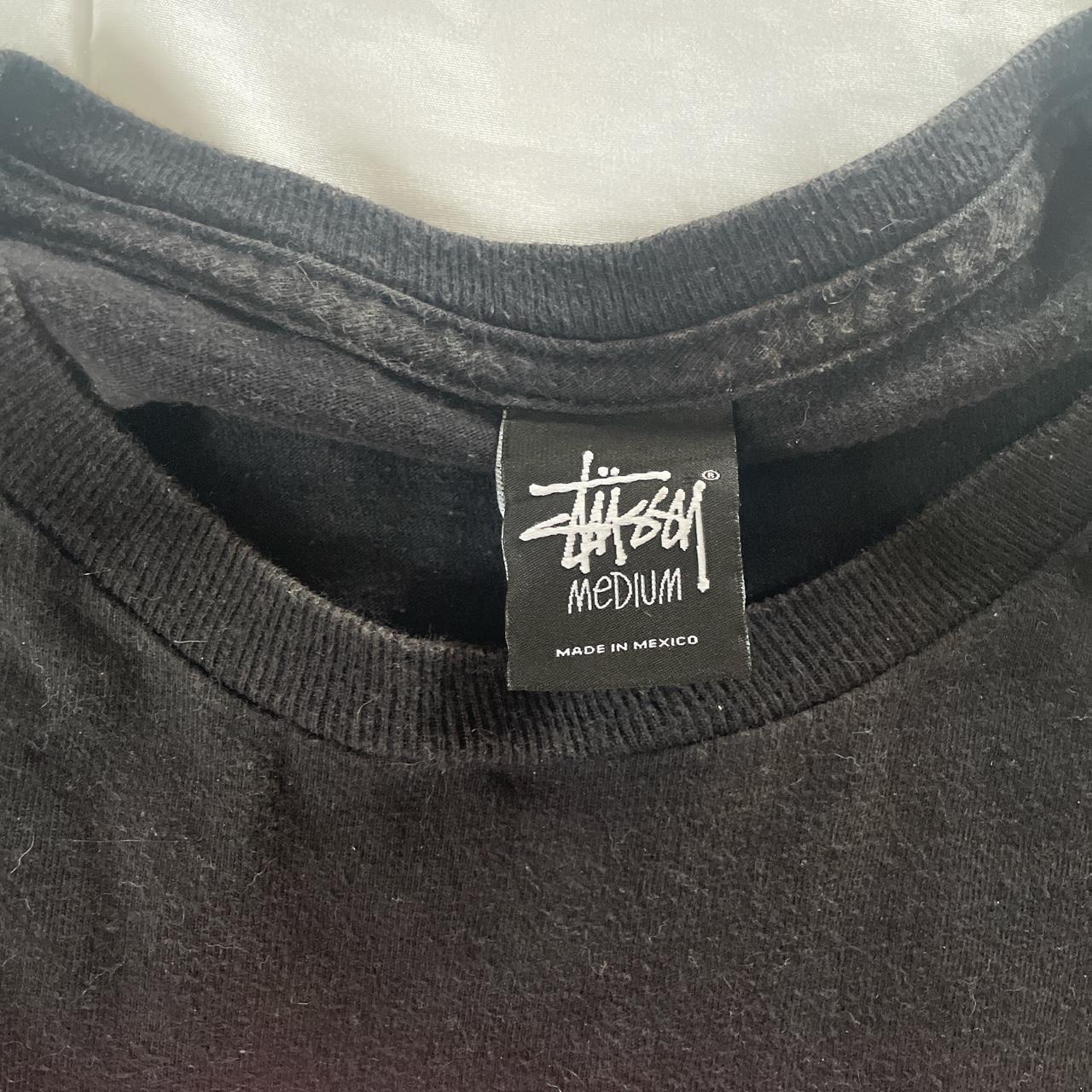 Stüssy Men's Black and Pink T-shirt | Depop