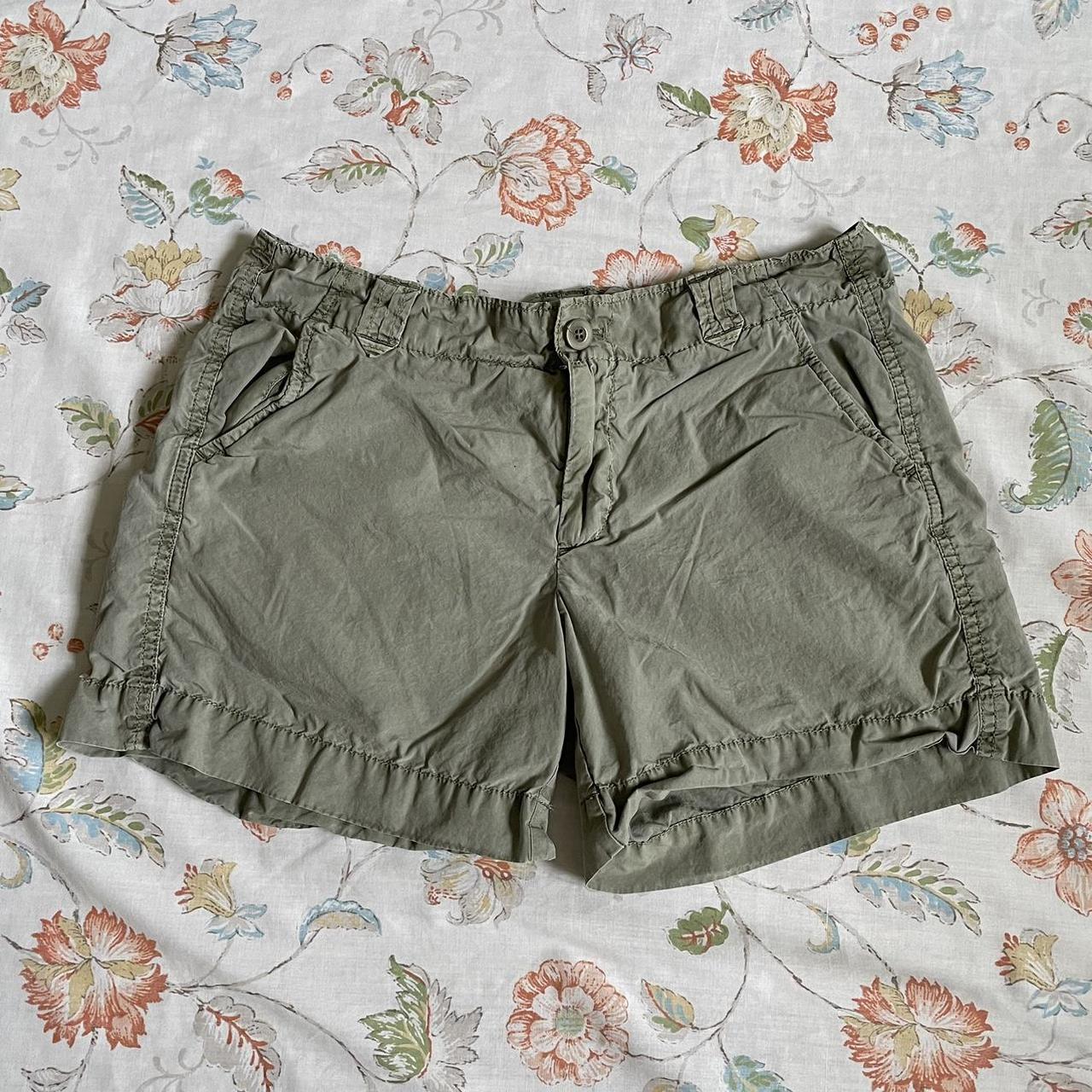 Green khaki shorts with button closure back pockets.... - Depop