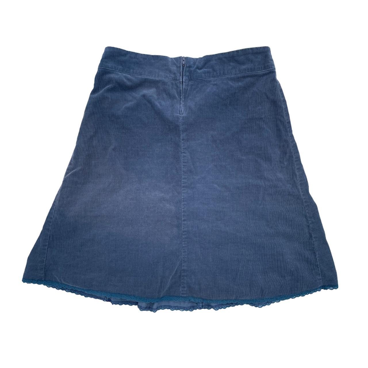 Pleated blue corduroy skirt with dainty little lace... - Depop