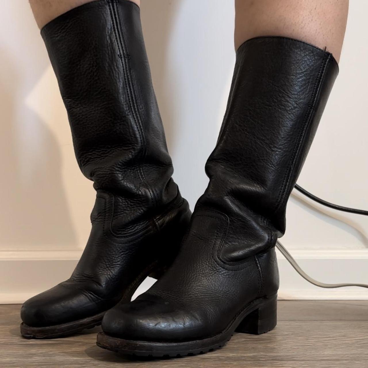 Black Frye Campus Boots with stunning pebbled. Depop