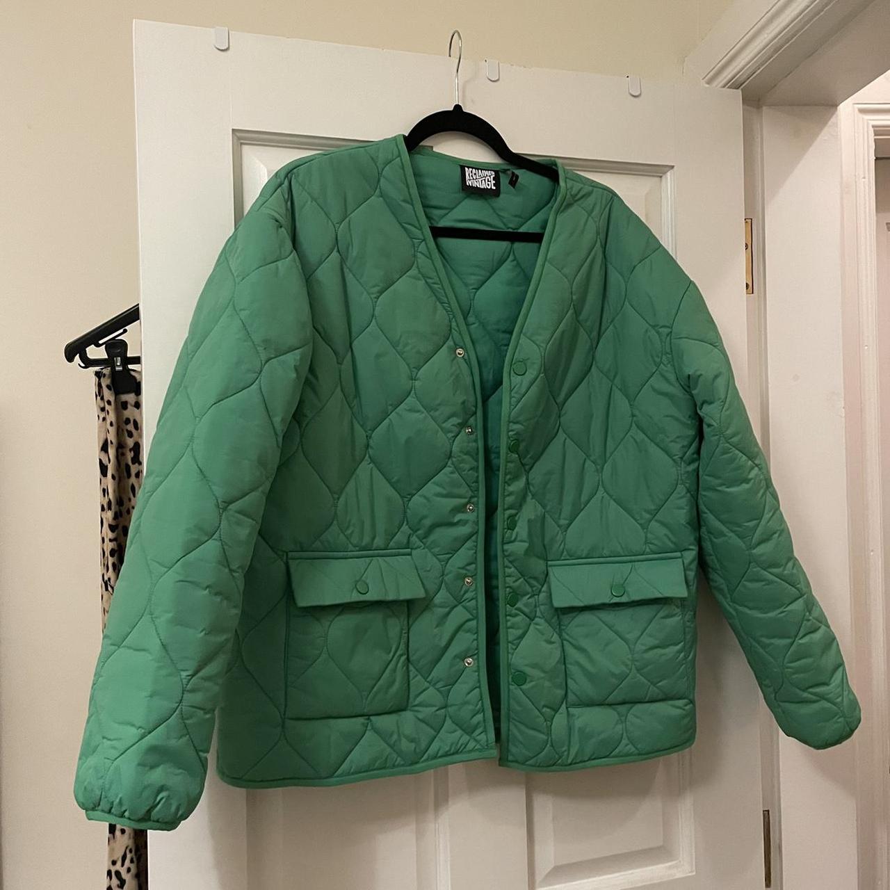 Reclaimed Vintage green quilted jacket. Size... Depop