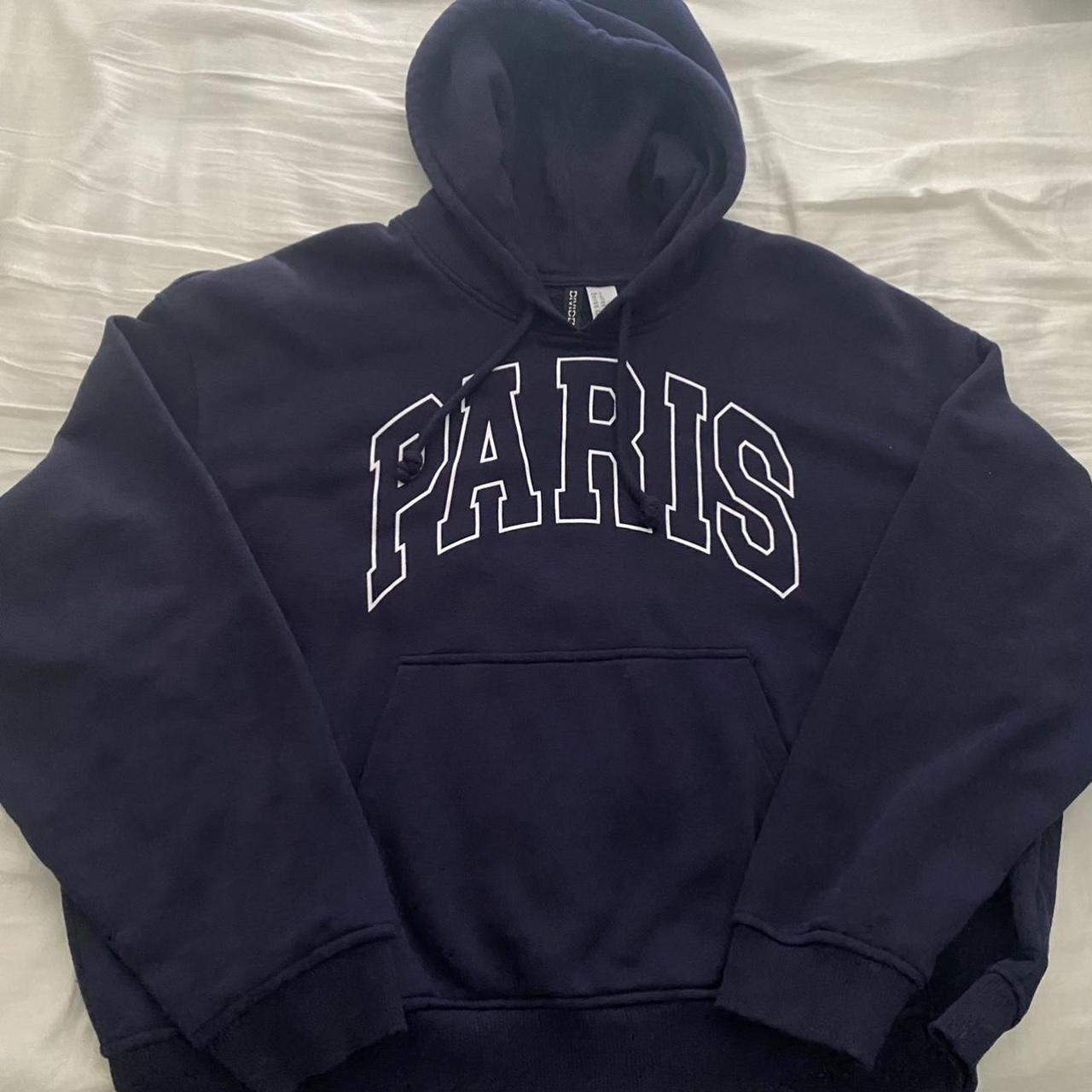 paris blue oversized sweatshirt worn once comes... - Depop