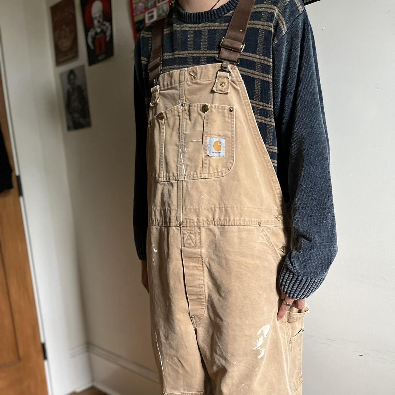 Vintage 2000s Tan Carhartt Overalls Tagged... Depop