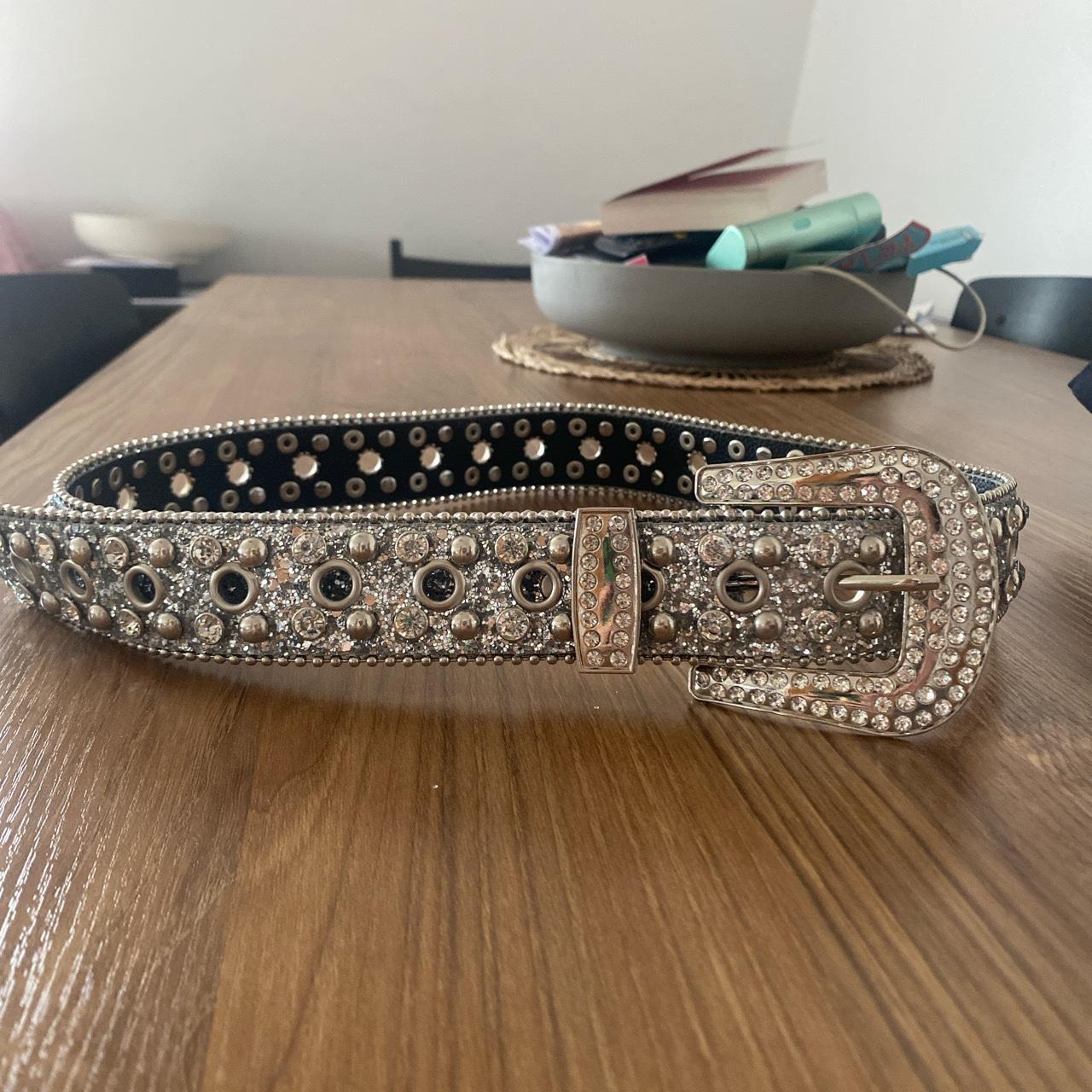 Rhinestone belt similar to a bb belt only used once... - Depop