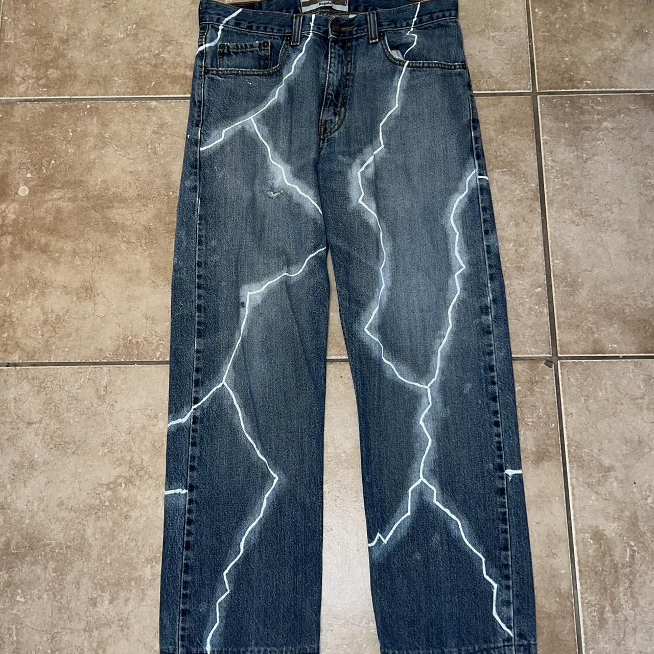 Blue store lightning jeans