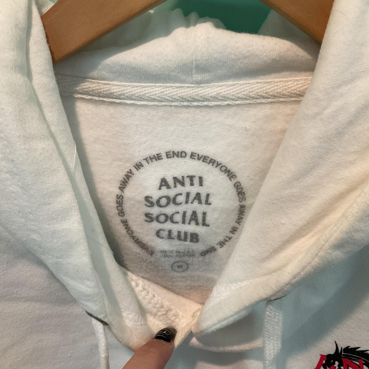 Anti Social Social Club white and red dragon hoodie.... - Depop