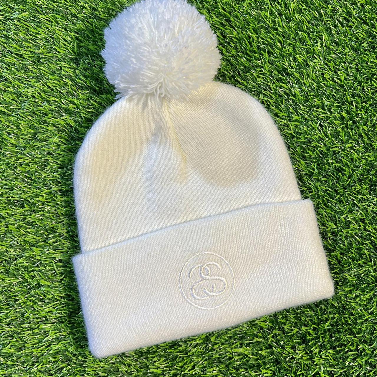 Vintage Stussy Double S Logo Pom Beanie Off-White... - Depop