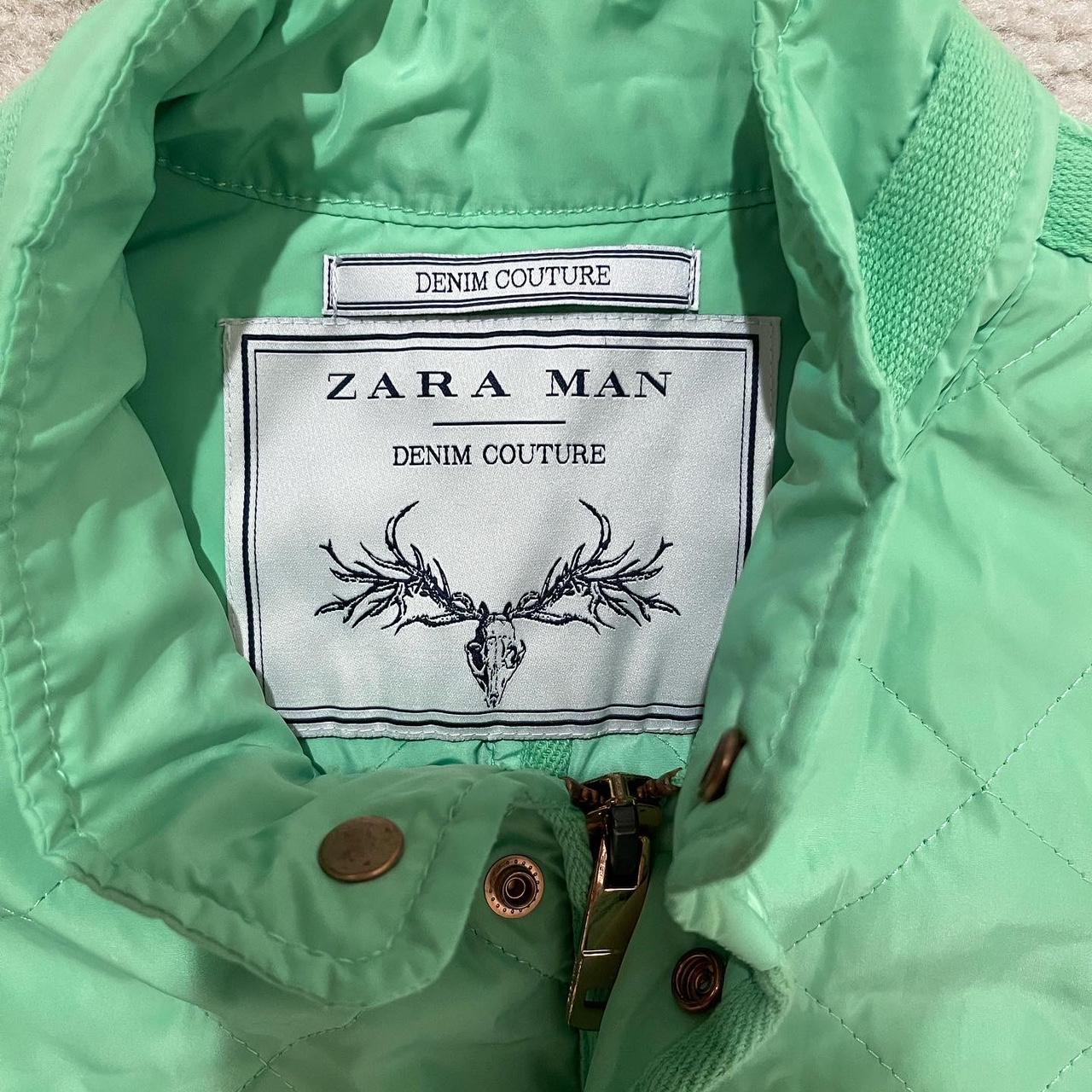 Zara Men's Green and Gold Gilet Depop