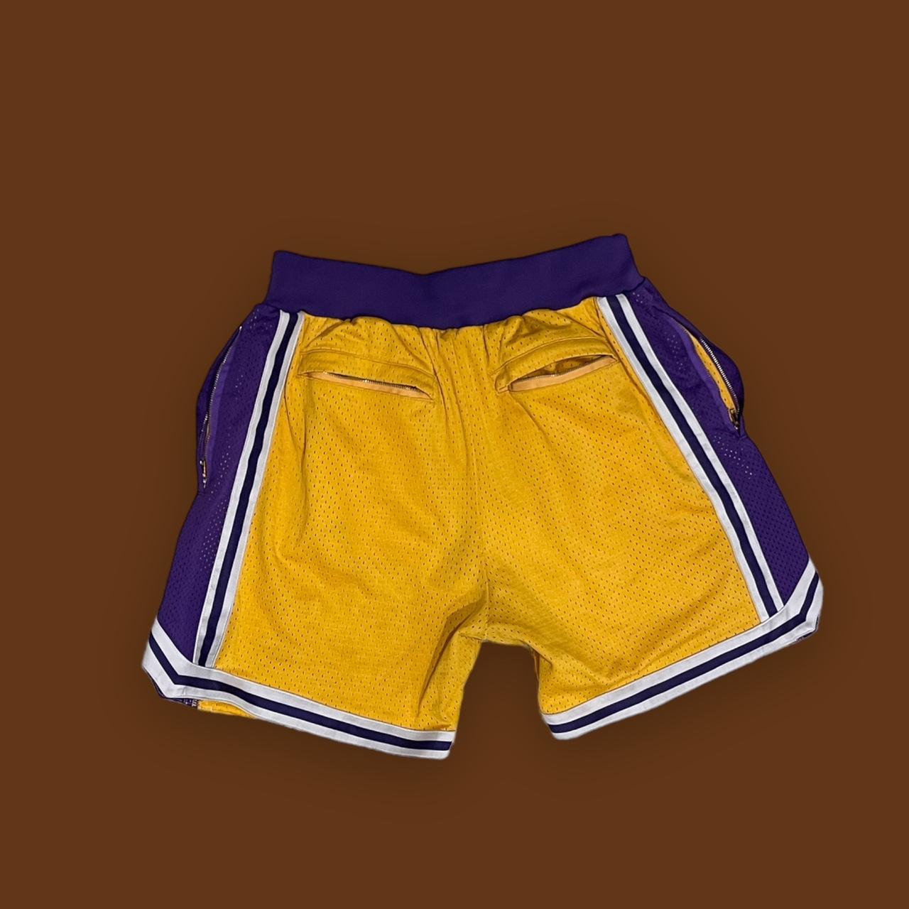 American Apparel Men's Yellow and Purple Shorts | Depop