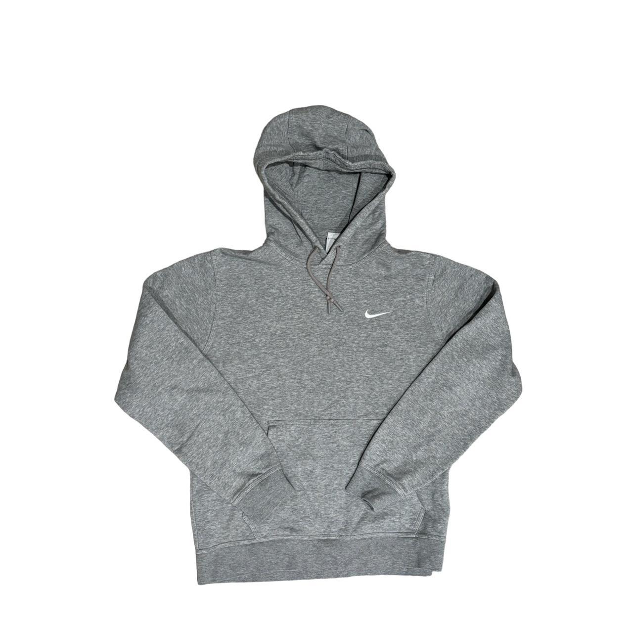 Grey nike hoodie on sale with white tick