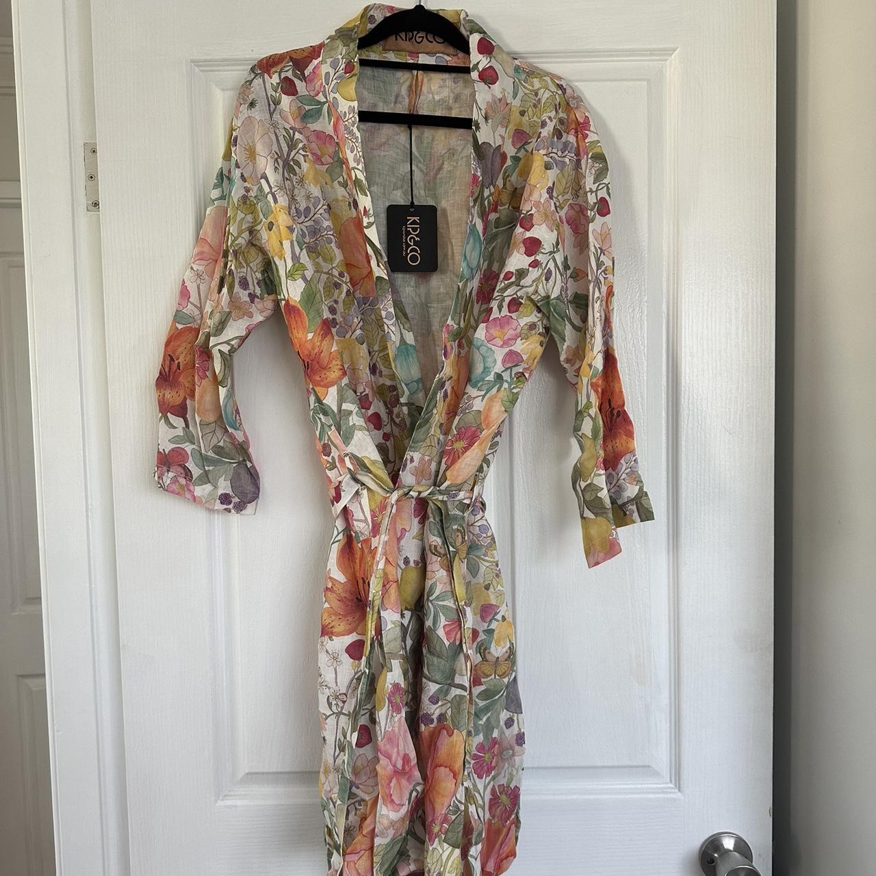 Kip&Co French linen floral robe Never been worn,... - Depop