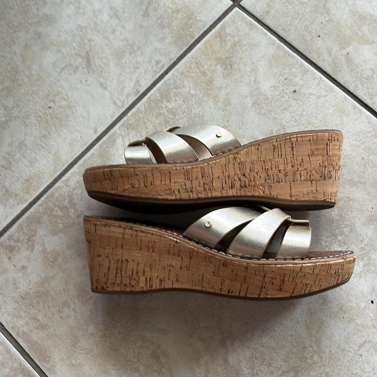 Sam Edelman cork platforms sandals. Light gold Depop