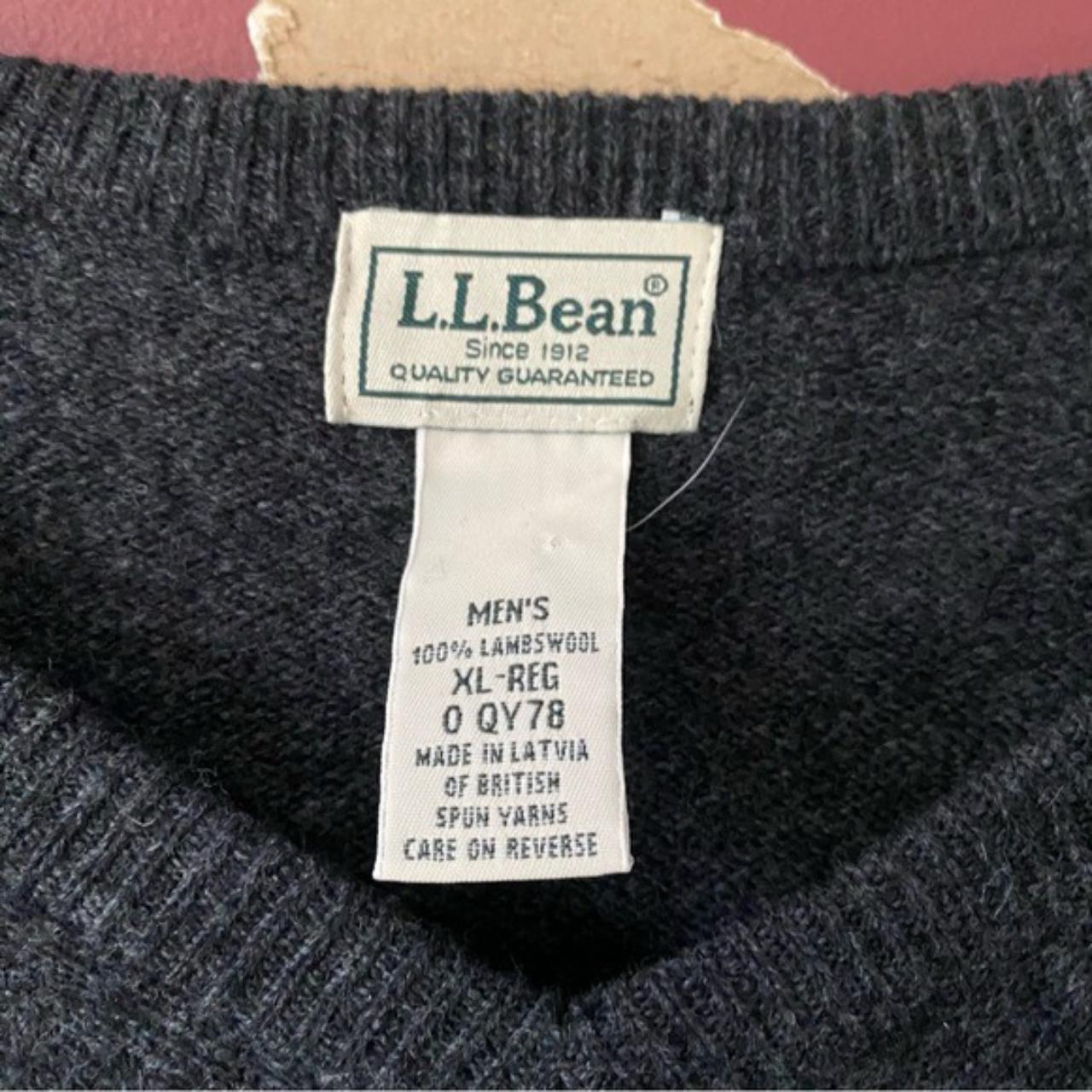 L.L. Bean Men’s 100% Lambswool High V Neck Gray... - Depop