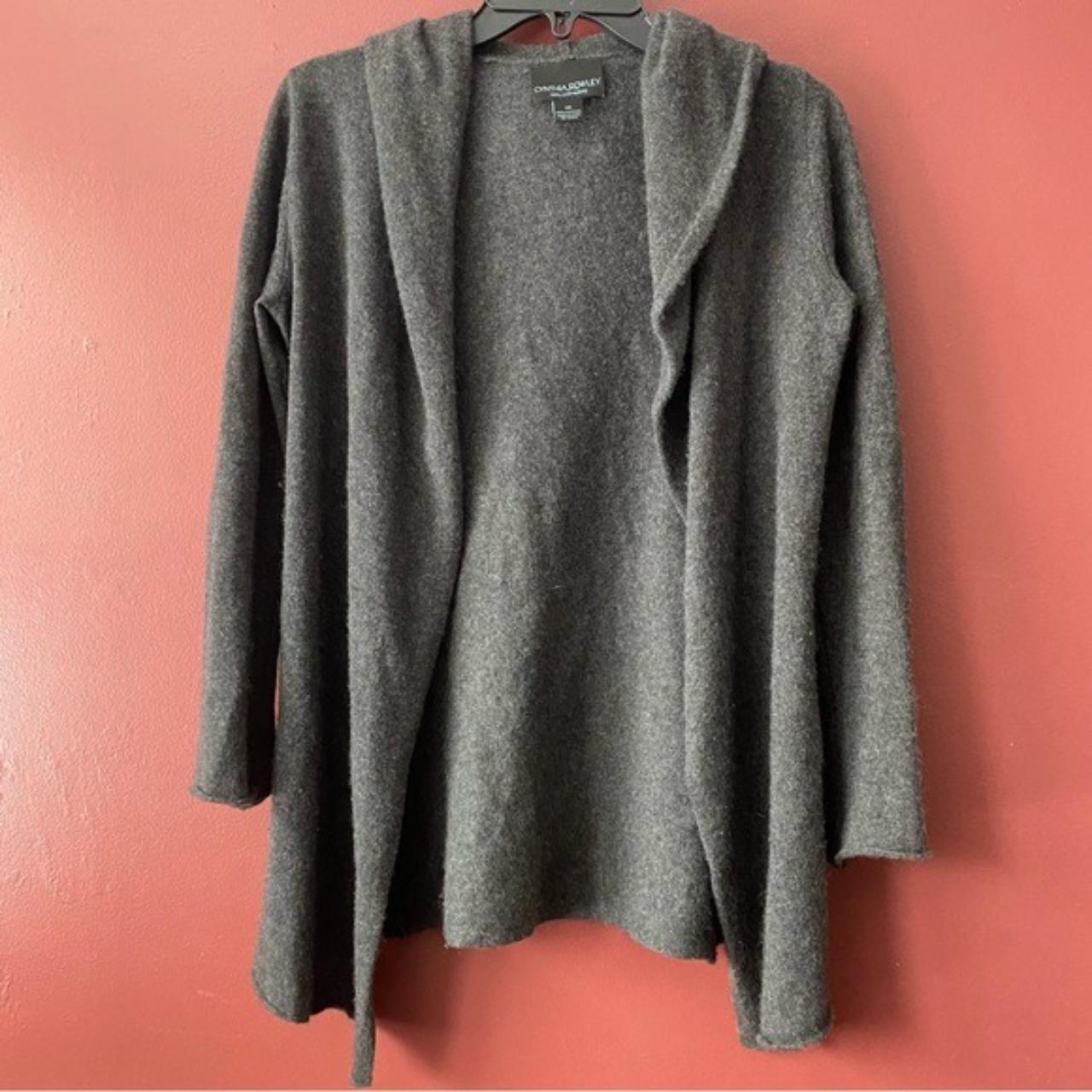 Cynthia Rowley Womens Gray Cashmere Open Front... - Depop