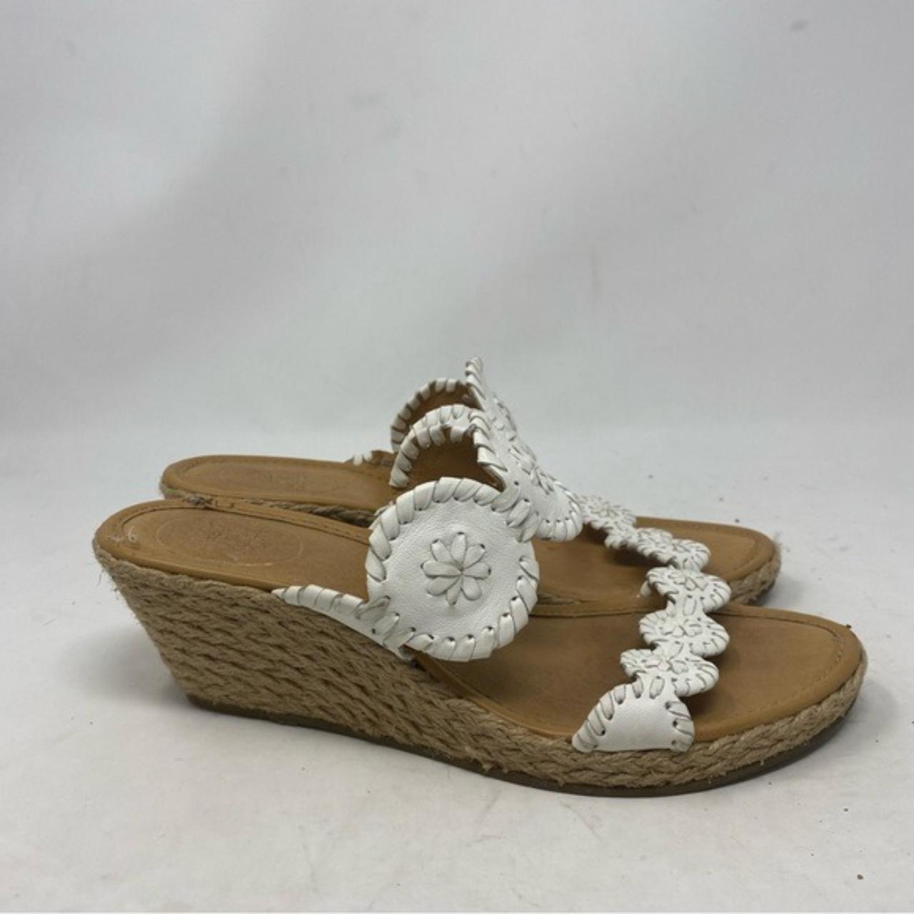 Jack Rogers Palm Beach Thong Sandal White/Black Leather