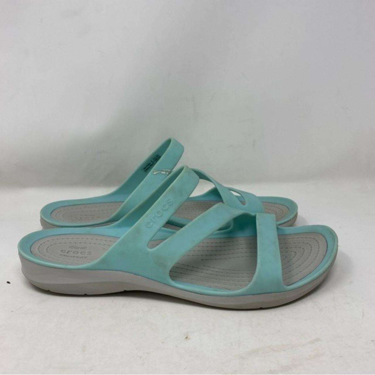 Amazon.com | Crocs Women's Swiftwater Webbing Flip Slide Sandal black/white  10 M US | Slides
