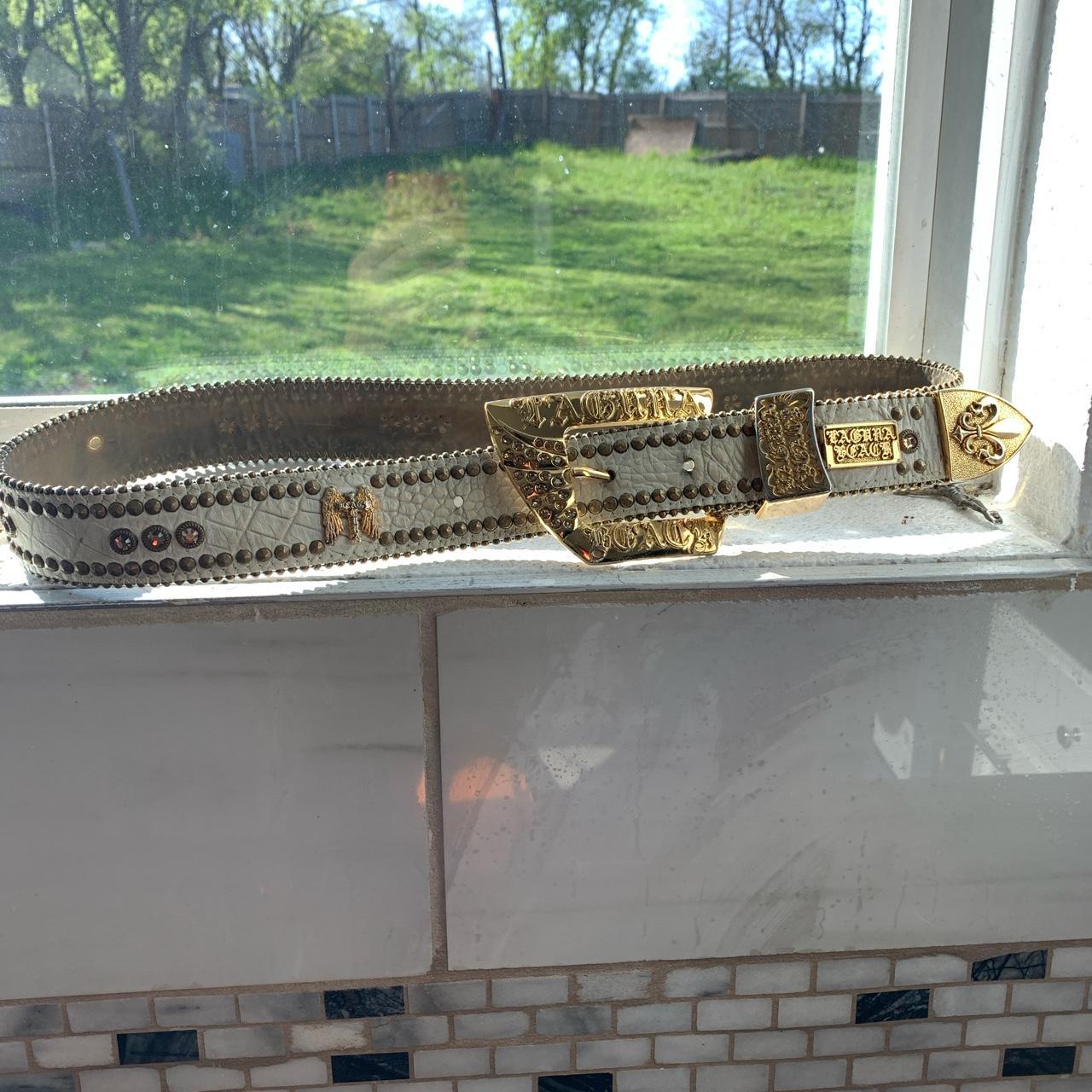 Men's Yellow and White Belt Depop