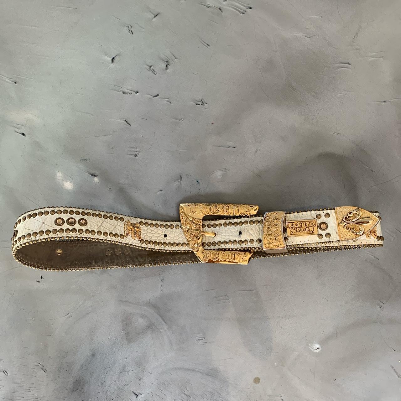 Men's Yellow and White Belt Depop